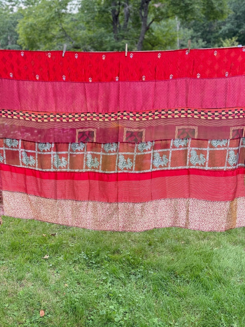 New wTag Mexicali Blues Recycled Sari Silk Curtain Room Divider Doorway Panel